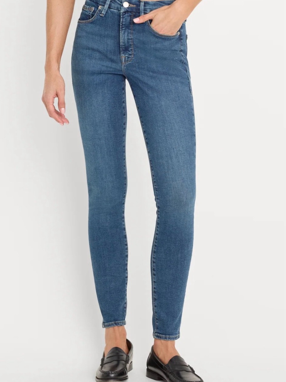 Good American Classic Low-Rise V shaped Skinny Jeans - Blue